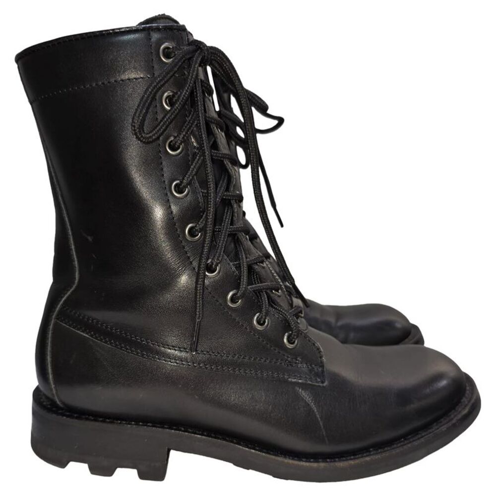 Louis Vuitton Zipped and Lace-Up Combat Boots in Black Leather